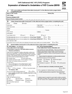 Expression of Interest to Undertake a TVET Course