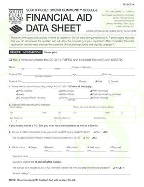 South Puget Sound Community College Financial Aid Form