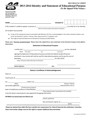 2013-2014 Identity and Statement of Educational Purpose
