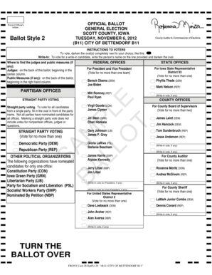 Iowa General Election Ballot