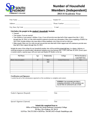 FAFSA Household Members Form