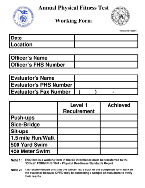 Annual Physical Fitness Test Form