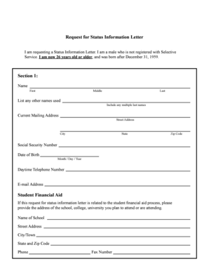 Request for Status Information Letter