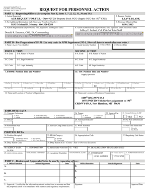 US Federal Personnel Action Request Form