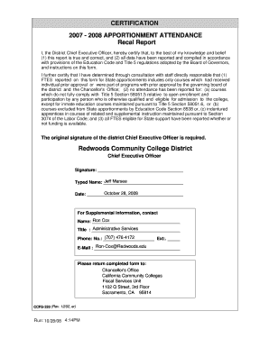 California Community Colleges Apportionment Attendance Report