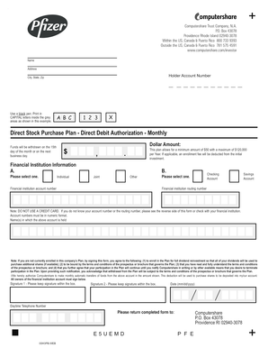 Direct Stock Purchase Plan - Direct Debit Authorization