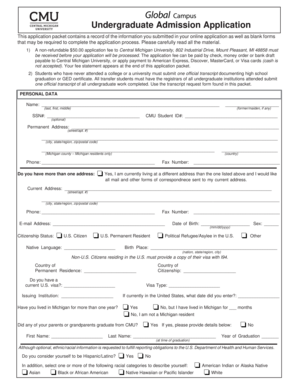 Central Michigan University Undergraduate Admission Application
