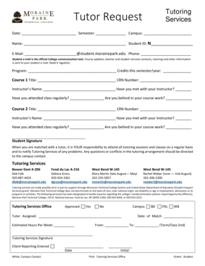 Tutoring Request Form