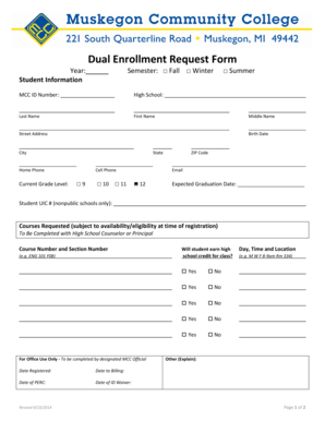 Dual Enrollment Request Form