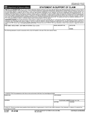 VA Form 21-4138 Statement in Support of Claim