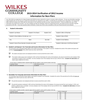 2012 Income Verification Form