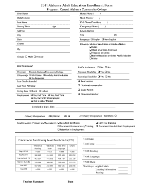 Alabama Adult Education Enrollment Form