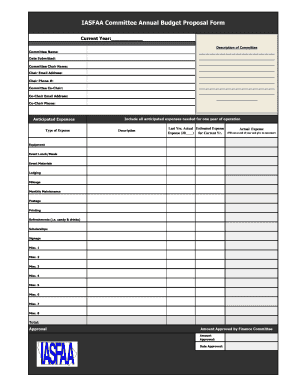 Form for a budget proposal