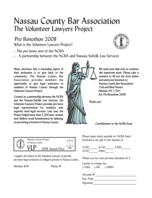 Nassau County Volunteer Lawyers Project Donation Form