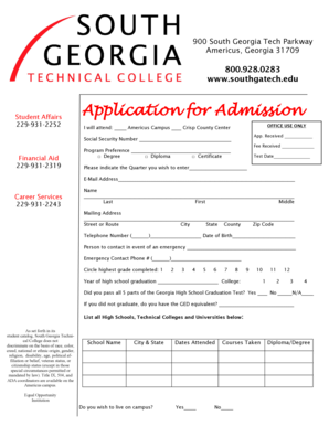 South Georgia Technical College Application for Admission