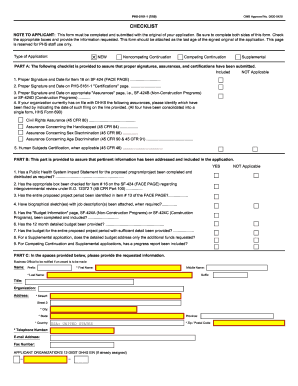PHS-5161-1 Application Checklist