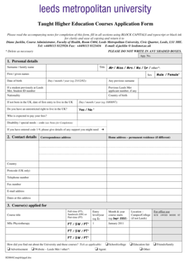 Higher Education Courses Application Form