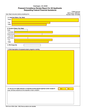 EPA Form 4700-4 Preaward Compliance Review