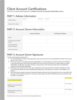 Client Account Certification Form