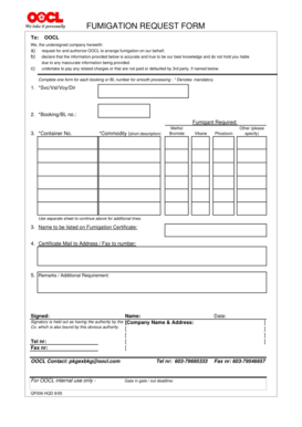 Fumigation Request Form