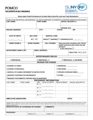 Graduate Student Health Insurance Enrollment Form
