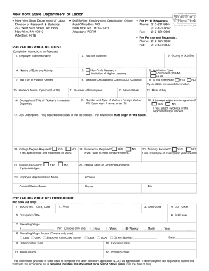 New York Prevailing Wage Request Form