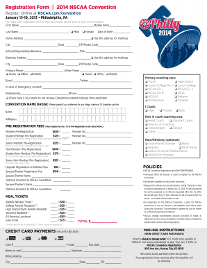 2014 NSCAA Convention Registration Form