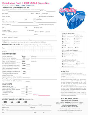 2014 NSCAA Convention Registration Form