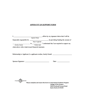 Common law affidavit ontario template - AFFIDAVIT OF SUPPORT FORM - College of the Canyons - canyons