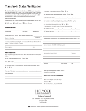 Transfer-in Status Verification Form
