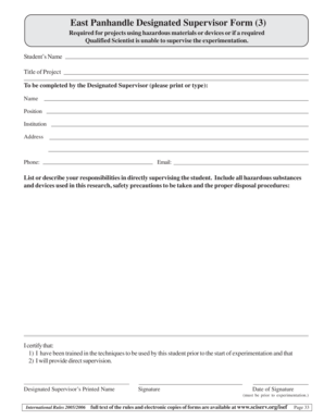 East Panhandle Designated Supervisor Form