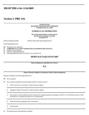 Heritage Oaks Bancorp Preferred Stock Amendment