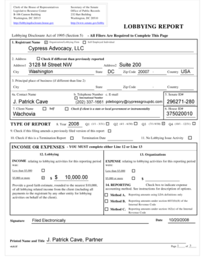 Lobbying Disclosure Act Report