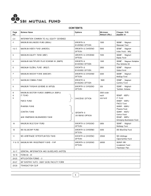 SBI Mutual Fund Application Form