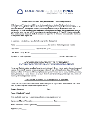 Colorado Meningococcal Vaccine Form