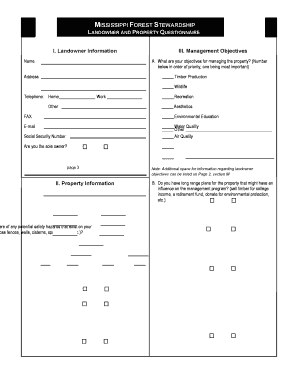 Mississippi Forest Stewardship Landowner Questionnaire