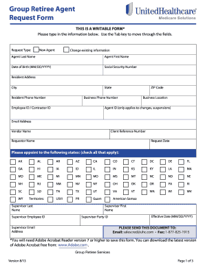 Group Retiree Agent Request Form