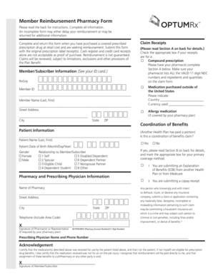 Member Reimbursement Pharmacy Form