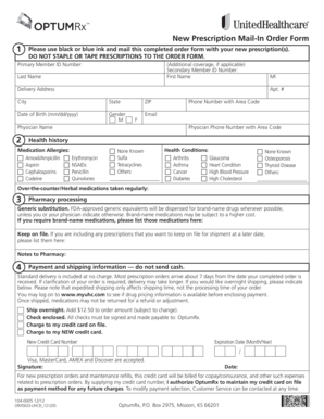 New Prescription Mail-In Order Form