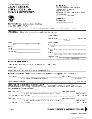 AFSA Group Dental Insurance Enrollment Form