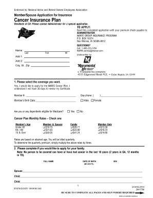 NARFE Cancer Insurance Plan Application