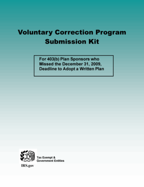 Voluntary Correction Program Submission Kit for 403(b) Plans