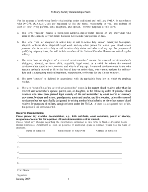Military Family Relationships Form