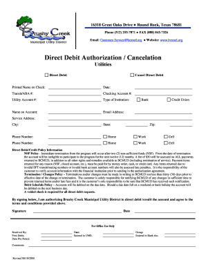 Direct Debit Authorization Form