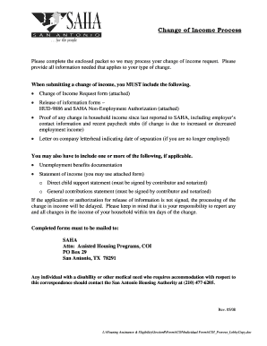 Change of Income Request Form