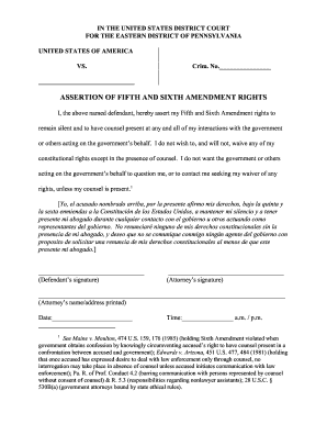 Assertion of Fifth and Sixth Amendment Rights