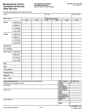 HUD-52667 Tenant Utility Allowance Form