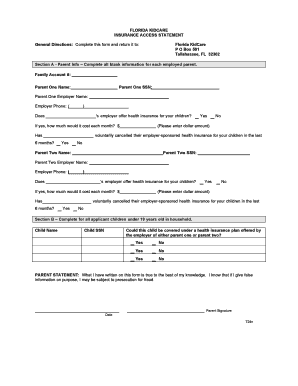 Florida KidCare Insurance Access Statement