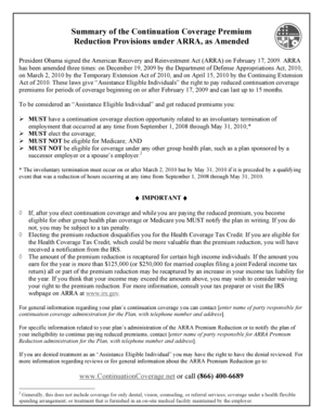ARRA Premium Reduction Request Form