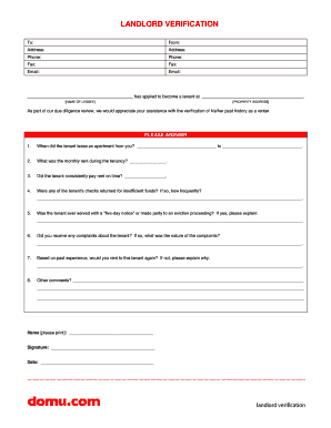 Landlord Verification Form